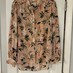 Kate Spade Peach Floral Button-Down Blouse